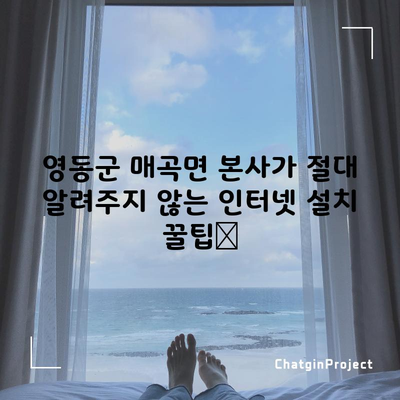 영동군 매곡면 본사가 절대 알려주지 않는 인터넷 설치 꿀팁📌