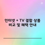 인터넷 + TV 결합 상품 비교 및 혜택 안내