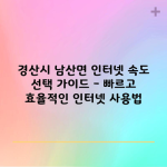 경산시 남산면 인터넷 속도 선택 가이드 – 빠르고 효율적인 인터넷 사용법