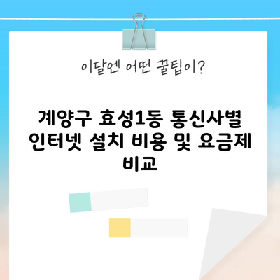 통신사별 인터넷 설치 비용 및 요금제 비교