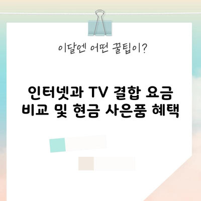 인터넷과 TV 결합 요금 비교 및 현금 사은품 혜택