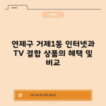 연제구 거제1동 인터넷과 TV 결합 상품의 혜택 및 비교