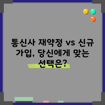 통신사 재약정 vs 신규 가입, 당신에게 맞는 선택은?