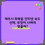 제주시 화북동 인터넷 속도 선택, 무엇이 나에게 맞을까?