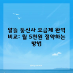 알뜰 통신사 요금제 완벽 비교: 월 5천원 절약하는 방법