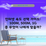 인터넷 속도 선택 가이드: 100M, 500M, 1G 중 무엇이 나에게 맞을까?