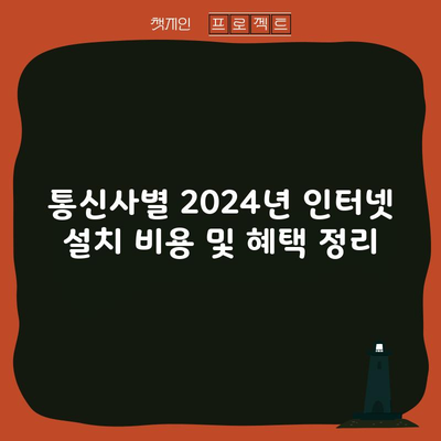 통신사별 2024년 인터넷 설치 비용 및 혜택 정리