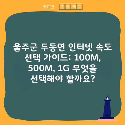 울주군 두동면 인터넷 속도 선택 가이드: 100M, 500M, 1G 무엇을 선택해야 할까요?