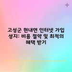 고성군 현내면 인터넷 가입 성지: 비용 절약 및 최적의 혜택 받기