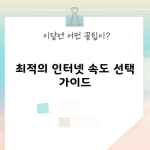 최적의 인터넷 속도 선택 가이드