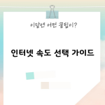 인터넷 속도 선택 가이드