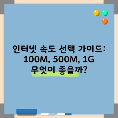 인터넷 속도 선택 가이드: 100M, 500M, 1G 무엇이 좋을까?