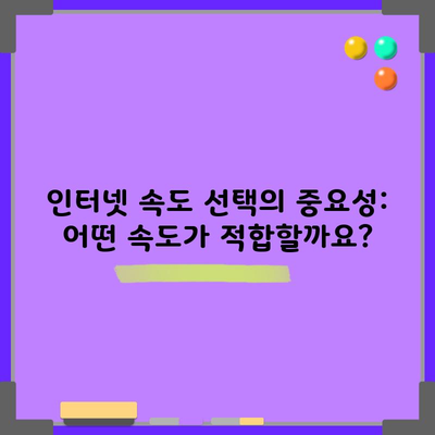 인터넷 속도 선택의 중요성: 어떤 속도가 적합할까요?