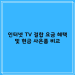 인터넷 TV 결합 요금 혜택 및 현금 사은품 비교