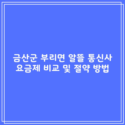 금산군 부리면 알뜰 통신사 요금제 비교 및 절약 방법