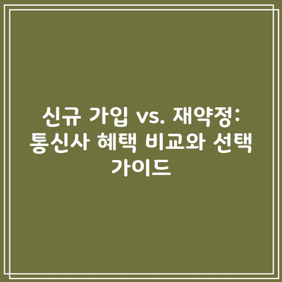 신규 가입 vs. 재약정: 통신사 혜택 비교와 선택 가이드