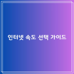 인터넷 속도 선택 가이드