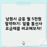 남원시 금동 월 5천원 절약하기: 알뜰 통신사 요금제를 비교해보자!