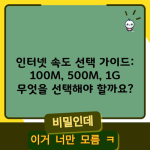 인터넷 속도 선택 가이드: 100M, 500M, 1G 무엇을 선택해야 할까요?