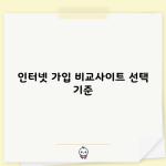 인터넷 가입 비교사이트 선택 기준