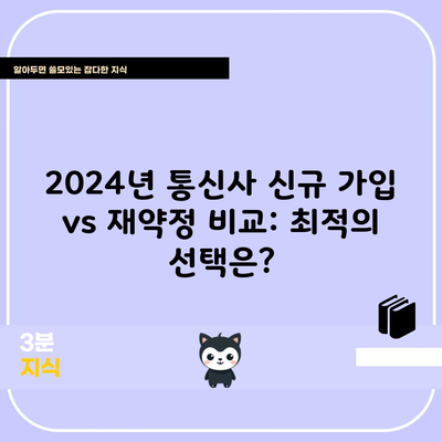 2024년 통신사 신규 가입 vs 재약정 비교: 최적의 선택은?