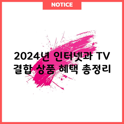 2024년 인터넷과 TV 결합 상품 혜택 총정리