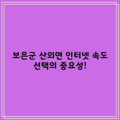 보은군 산외면 인터넷 속도 선택의 중요성!