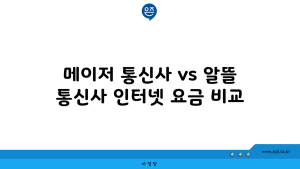 메이저 통신사 vs 알뜰 통신사 인터넷 요금 비교