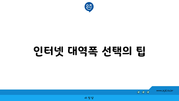 인터넷 대역폭 선택의 팁