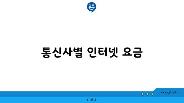 통신사별 인터넷 요금