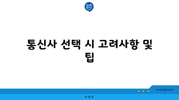 통신사 선택 시 고려사항 및 팁