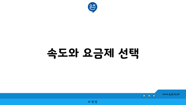 속도와 요금제 선택