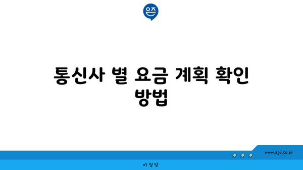 통신사 별 요금 계획 확인 방법