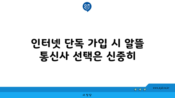 인터넷 단독 가입 시 알뜰 통신사 선택은 신중히