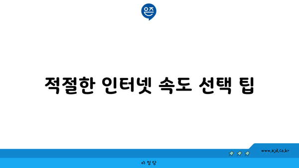 적절한 인터넷 속도 선택 팁