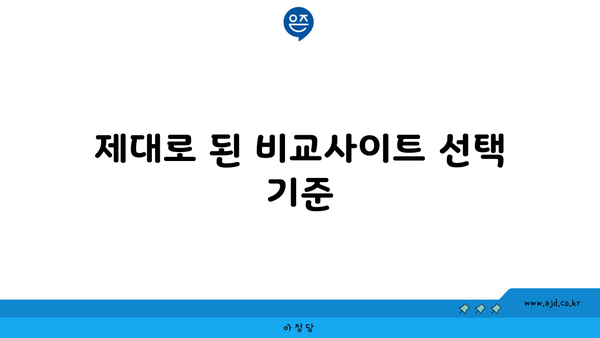 제대로 된 비교사이트 선택 기준