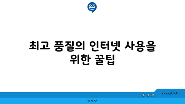 최고 품질의 인터넷 사용을 위한 꿀팁