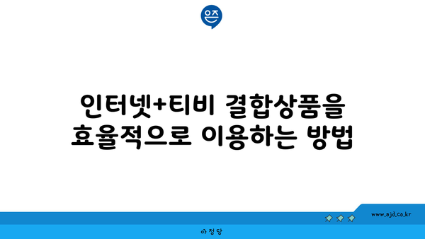 인터넷+티비 결합상품을 효율적으로 이용하는 방법