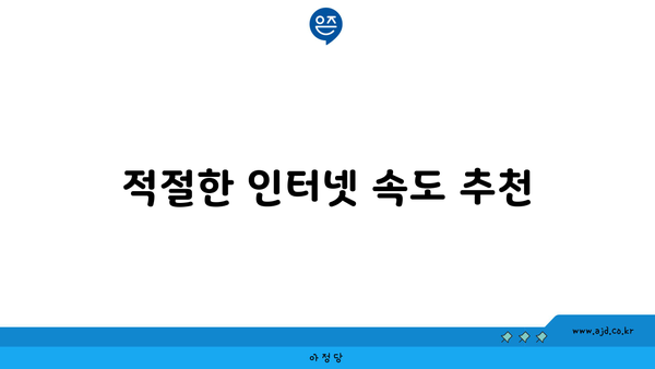 적절한 인터넷 속도 추천