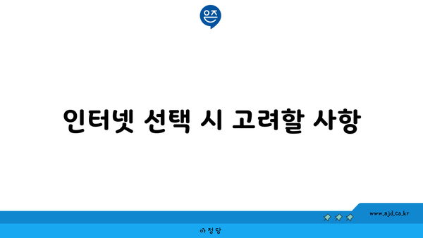 인터넷 선택 시 고려할 사항