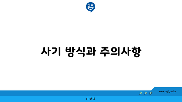 사기 방식과 주의사항