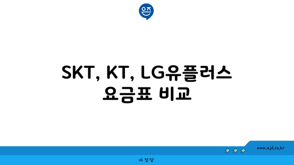 SKT, KT, LG유플러스 요금표 비교