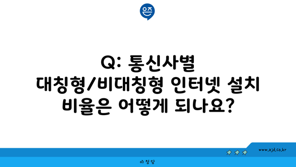 Q: 통신사별 대칭형/비대칭형 인터넷 설치 비율은 어떻게 되나요?