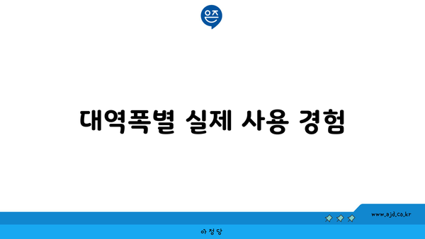 대역폭별 실제 사용 경험