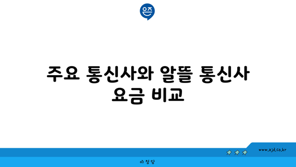 주요 통신사와 알뜰 통신사 요금 비교