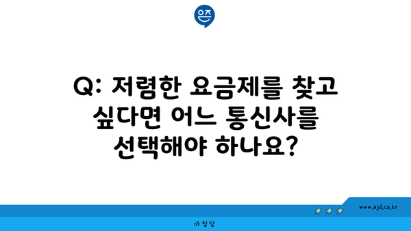 Q: 저렴한 요금제를 찾고 싶다면 어느 통신사를 선택해야 하나요?