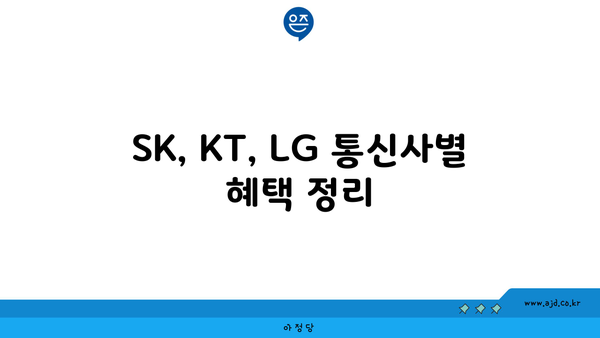 SK, KT, LG 통신사별 혜택 정리