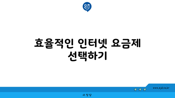 효율적인 인터넷 요금제 선택하기