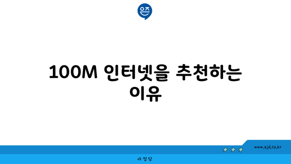 100M 인터넷을 추천하는 이유