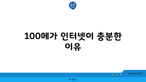 100메가 인터넷이 충분한 이유